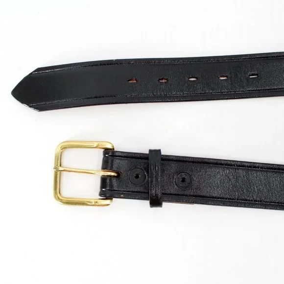 Don Hume Duty Belt Black Leather Brass Buckle Police Snap Buckle Sz 48 Unisex - Picture 4 of 8